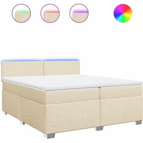 Maison Exclusive - Giroletto a Molle con Materasso Crema 200x200 cm in Tessuto