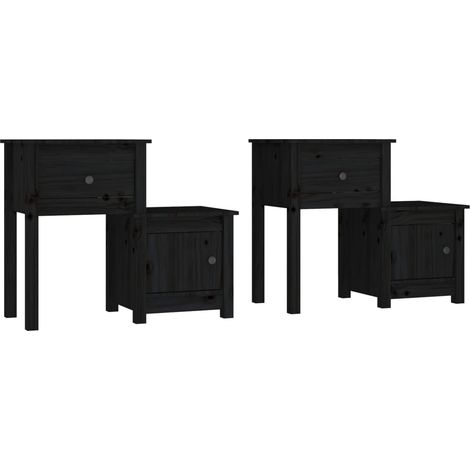 Maison Exclusive - Comodini 2 pz Neri 79,5x38x65,5 cm in Legno Massello di Pino