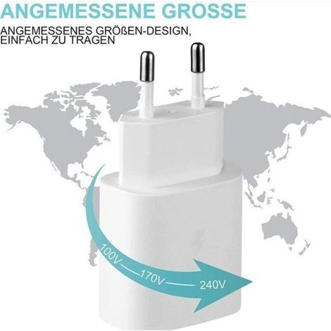 25-W-Schnellladegerät + USB-C-USB-C-Kabel, kompatibel mit Samsung, Weiß (1/3)