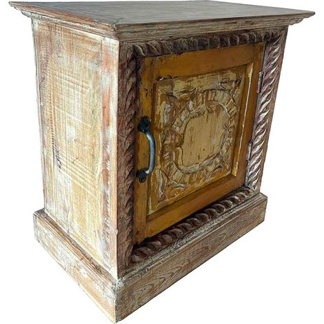 Mesita de madera acabado artesanal marrón 50x30x56h cm (1/5)