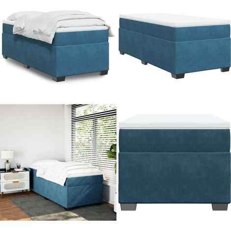 Boxspringbett mit Matratze Dunkelblau 80x200 cm Samt - Samtbett - Boxspringbett - Doppelbett - Betten Günstig - Luxusbett - Home & Living (1/5)