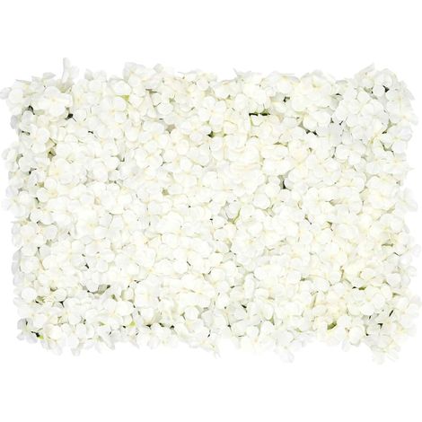 10 Stück Blumen-Wandpaneele, künstliche Blumen, Wanddekoration, 24 x 16 Zoll, dekorative Paneele, Hortensien, Blumenwand für Zuhause, Partys, Hochzeiten, Weihnachten, Festivals, Fotohintergrund, weiße