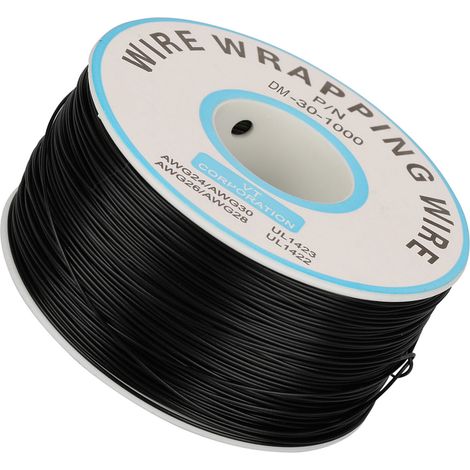 1 bobine de câble monoconducteur en cuivre 30AWG, diamètre du conducteur 0,25 mm (noir) (1/5)