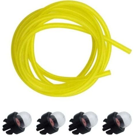 Bomba de combustible con bulbo de cebado de 4 piezas, diámetro interior de 2,5 mm, diámetro exterior de 5,5 mm, manguera de combustible amarilla, 1,5 m, accesorios universales para motosierra.