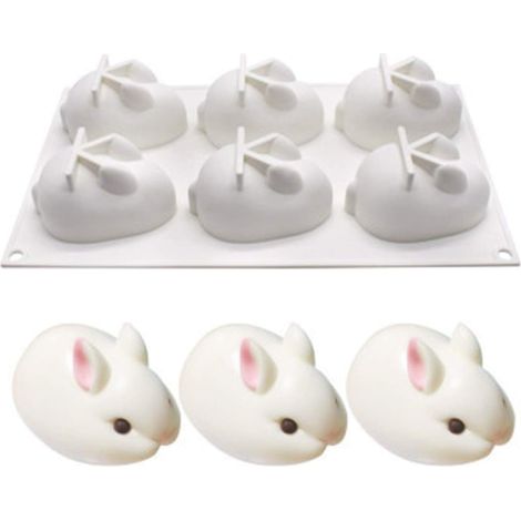 Stampo in silicone a forma di coniglietto per torte, stampo antiaderente in silicone per Pasqua, stampo a forma di coniglietto e uovo di Pasqua, per torte, dessert, sapone, gelatina, pane, budino, muf (1/5)