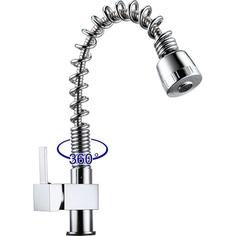 Mitigeur de cuisine moderne robinet de cuisine douchette extractible Mélangeur d'évier robinet à levier unique Bec pivotant (1/5)