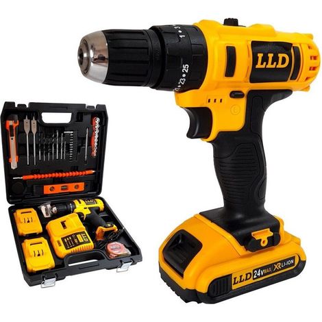 Perceuse-visseuleuse à Percussion Double Batterie Au Lithium 24v Coffret 16 Accessoires (1/3)