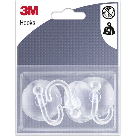 3M 96971 - Gancio Riposizionabile a Ventosa, Trasparente, Set di 3 Pezzi