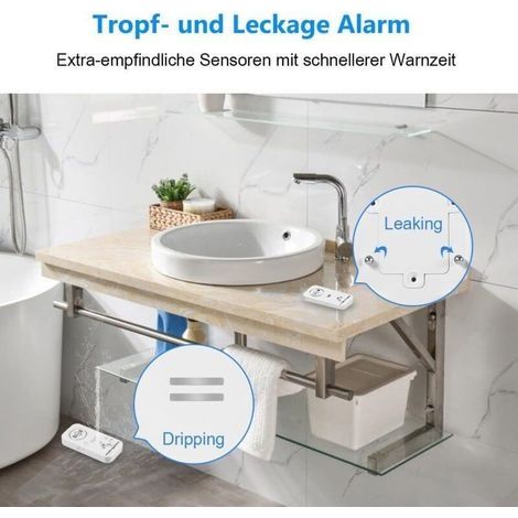 Détecteur de Fuite d'Eau Sans Fil Alarme 90dB pour Salle de Bain Cuisine Buanderie Pack de 2 (1/3)