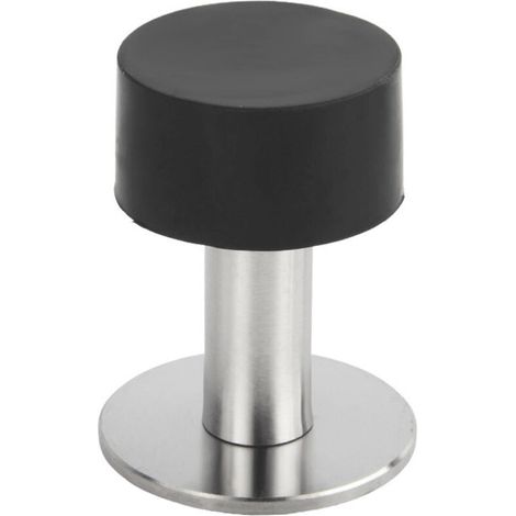 Butée de porte en caoutchouc et acier inoxydable, support anti-perforation, fixation murale au sol, sans clous (1/4)