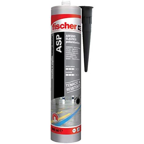 Fischer ASP Nero, Adesivo Sigillante Tenace e Resistente per Giunti a Pavimento, in Facciata, Condotte, Lamiera e Carrozzeria, Cartuccia in Alluminio 300 ml, 544918