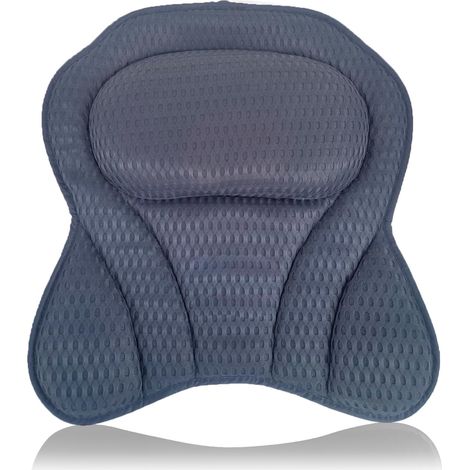 Coussin de Baignoire Adulte, Oreiller de Bain Ergonomique 4D avec 6 Ventouses - Support Confortable pour Tête, Cou, Dos, Anti-Dérapant pour Spa/Jacuzzi Gris (1/5)