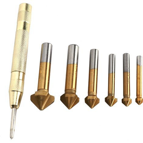 6 pièces Foret à Chanfreiner Bois Anti-Rouille Revêtement Ti avec Pointeau 130mm (1/5)