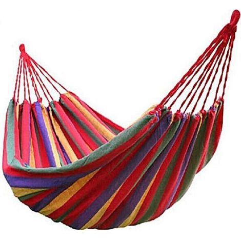 Ulisem tragbare Hängematte aus Fallschirmgewebe, atmungsaktive Baumwoll-Gartenhängematte, ideal für Reisen und Camping, maximale Belastung: 300 kg, mehrfarbig (2 Personen, rot) (1/5)