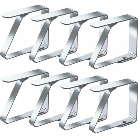 Pinces à Nappe 8 Pièces, Acier Inoxydable Nappe Clips Anti-Glissant, Convient à Tables de 1 à 3 cm d'épaisseur (Petit x 8 Pièces) (1/5)