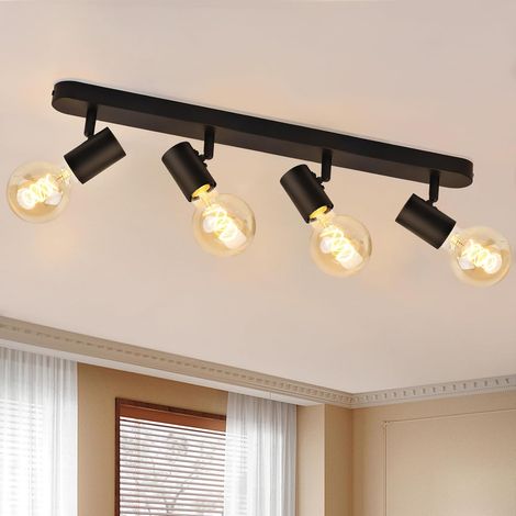 Plafonnier/Applique Murale, Plafonnier 4 Spots Orientables et Pivotant, Douilles E27, Ampoules non Fournies, Max. 60W, Spot de Plafond Blanc Moderne pour Intérieur (Sans Ampoule) (1/5)