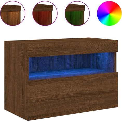 Maison Exclusive - TV-Wandschrank mit LED-Leuchten Braun Eichen-O (1/5)