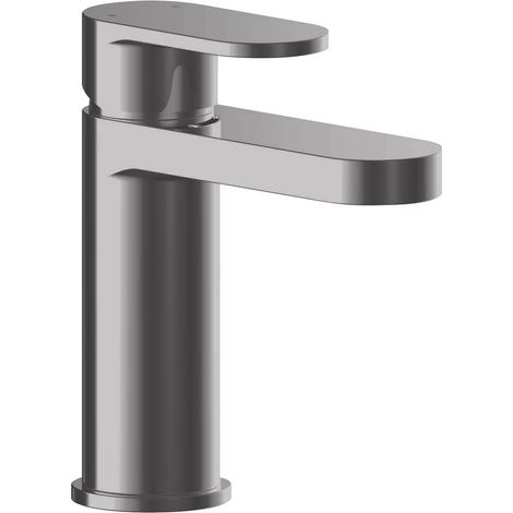 Nuie Binsey Mono Basin Mixer Tap with Push Button Waste - Brushed Pewter
