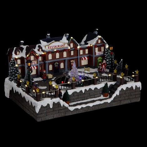 Village de Noël Fontaine "Ville" 38cm Multicolore