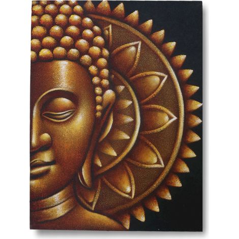 Mandala Demi Bouddha Doré 60x80cm- Vendu par 1