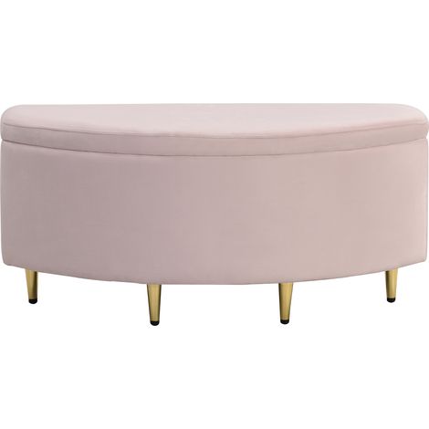 Banco de almacenaje de terciopelo rosa con patas de metal 90 x 40 x 42 cm (1/5)