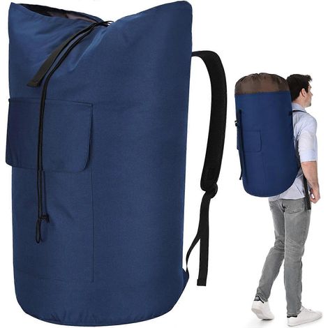 Sac à linge extra large et ultra-résistant, sac à dos à linge de 115 L, sac à linge robuste avec sangles, sac à linge vert armée pour (1/5)