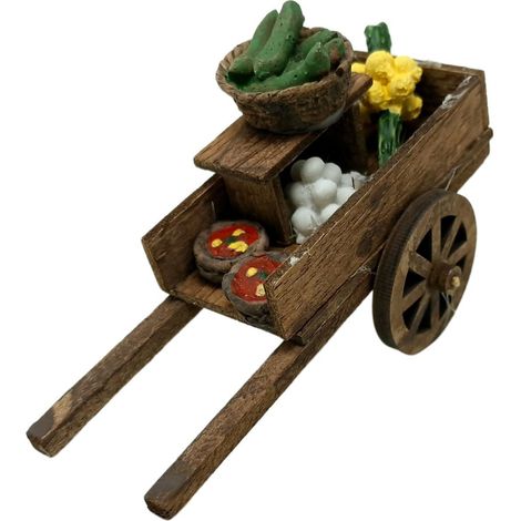 Carretto con Frutta 13 x 6 x 8 cm in Legno per Presepe 12097 (1/5)