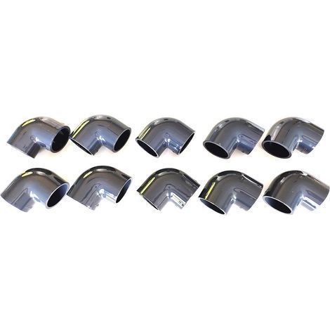 Lot de 10 Coudes 90° 50mm PVC Pression Piscine et arrosage 5cm 50mm