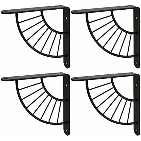 Support Pour Étagère - Métal Noir - 200 mm - Pour Étagères Flottantes Murales - Lot de 4 (1/5)
