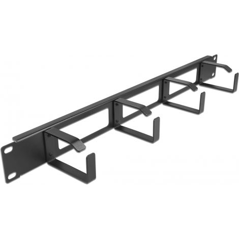 Delock Panel de gestiÃ³n de cables de 19 con abertura y 4 ganchos 1U negro