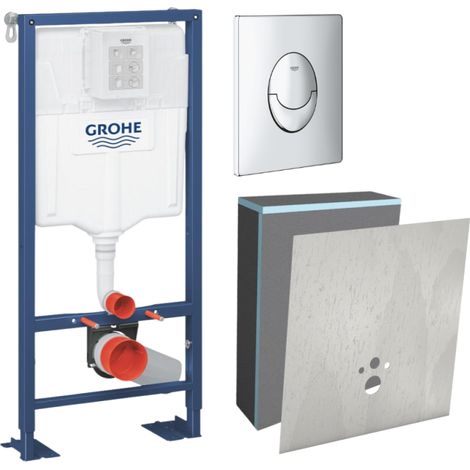 Bati support GROHE Solido + plaque de déclenchement Chromé + habillage et revêtement WEDI I-Board Top Stone gris (1/4)