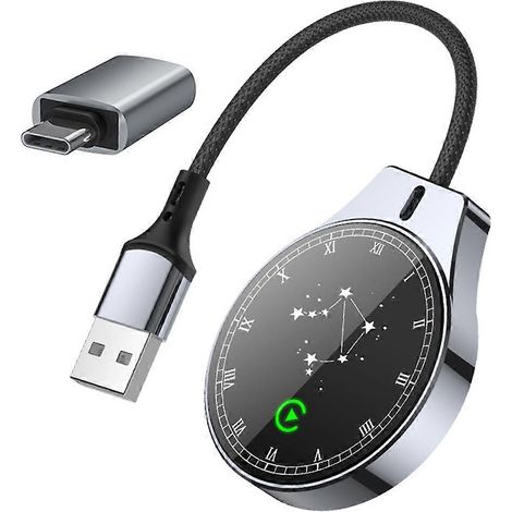 Adaptateur mini sans fil 2 en 1 CarPlay Android Auto avec connexion 5G/Wi-Fi pour téléphones iOS/Android (connexion filaire vers sans fil). (1/5)