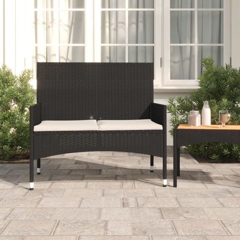 Banc de jardin à 2 places, Banc de jardin, Banquette design contemporain avec Coussins Noir Résine Tressée NKK59937 (1/5)