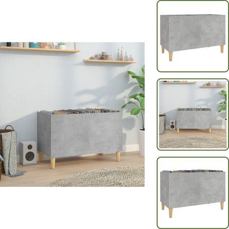 Armoire à disques gris béton 74,5x38x48 cm bois d'ingénierie - Meuble À Disques - Armoire À Disques - Rangement Disque Vinyle - Étagère Musique - Support Vinyle