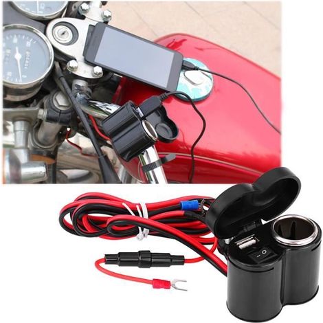 Prise allume-cigare noir 12-45 V pour moto, chargement USB, coque ABS pour tablettes de téléphones HB057 (1/4)
