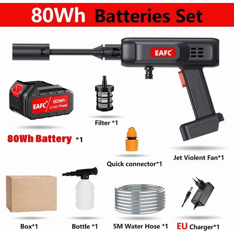Makita – lave-auto Portable haute pression 500W, pistolet de lavage de voiture Rechargeable, pistolet à eau électrique, Machine à mousse pour batterie 21V, Type C, Livré avec 1 batterie de 80 Wh (1/5)