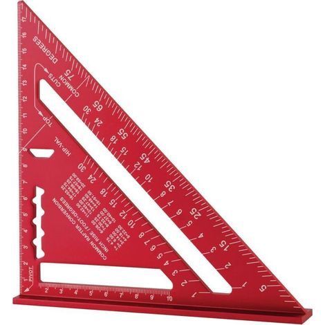 Crezuo 185 mm Hochpräzisions-Dreiecklineal aus Aluminiumlegierung, rot, Winkelmesser, Messwerkzeug für die Holzbearbeitung (1/4)