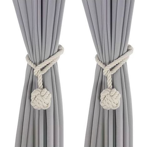 Embrasse de rideau beige, 2 embrasses de rideau tricotées à la main, embrasse de rideau en corde, décoration de boucle de rideau pour chambre et bureau (1/5)