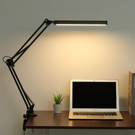 Lampe de bureau LED avec clip - Soin des yeux 3 modes de lumière x 10 niveaux de luminosité lampe de table - Noir (1/5)