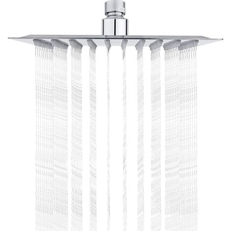 Cabezal de ducha de acero inoxidable - Ahorro de agua, cabezal de ducha cuadrado de 20 cm, rociador de lluvia universal con rosca de 1/2 pulgada, rotación de 360°, inclinación de 30°, fácil de instala (1/5)