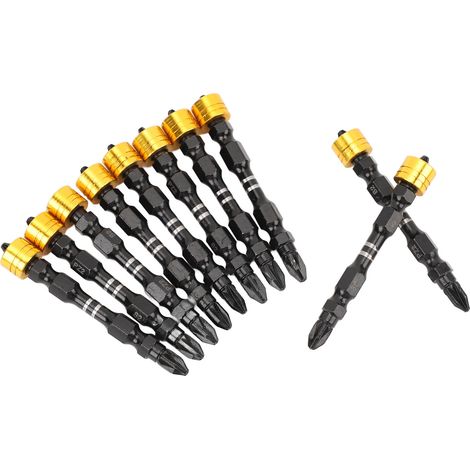 Lot de 10 embouts tournevis acier alliage de nickel fente double tete magnetique 1/4 pouce hex visserie crux perforatrice electrique (1/5)