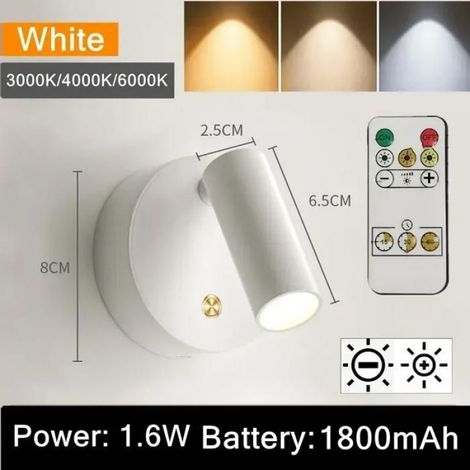 Applique Murale LED Rechargeable par USB avec Joli Tactile, Base Magnétique à Intensité Réglable, Blanc (1/4)