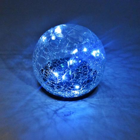 Boule lumineuse solaire fissurée en verre, lampe à enfoncer étanche pour jardin cour, décoration extérieure, lumière blanche (1/2)