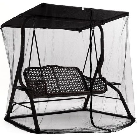 Moustiquaire extérieure avec fermeture éclair pour parasol 2 places, porche, balançoire, jardin, balcon, voyage, camping et chaise à bascule — dimensions : 125 × 155 × 205 cm (1/5)
