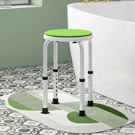 Tabouret de douche siège de douche antidérapant tabouret de bain hauteur réglable pivotant à 360° en aluminium (1/5)