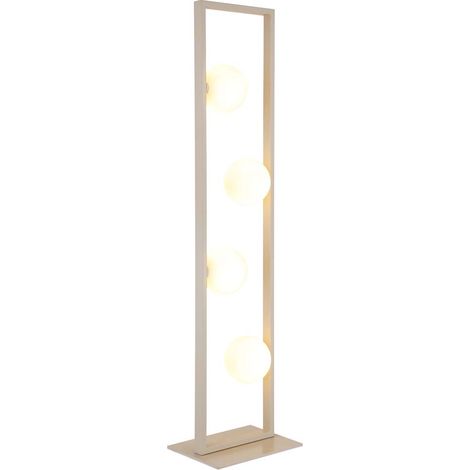 Lampadaire, lampe sur pied, lampe de bureau, métal, finition mate couleur sable, globes en verre, H 110 cm