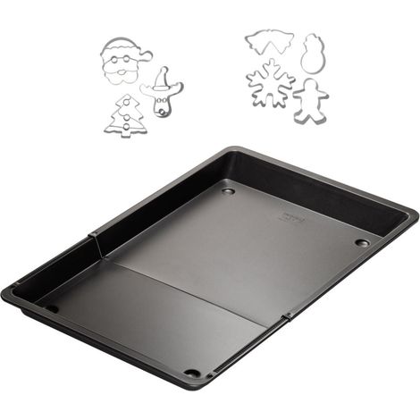 Plaque de four extensible de 36,5 à 52 x 33 cm et 7 emporte-pièces de Noël en inox Zenker Noël