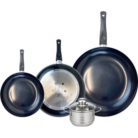 Ensemble de 3 Poêles de cuisson 20, 24 et 32 cm et 1 faitout 12 cm Elo Prima Brillant (1/5)