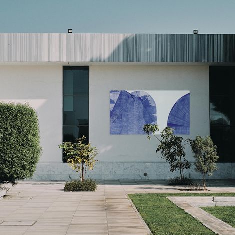 Tableau extérieur tourbillon bleu, 120x80 cm (1/5)