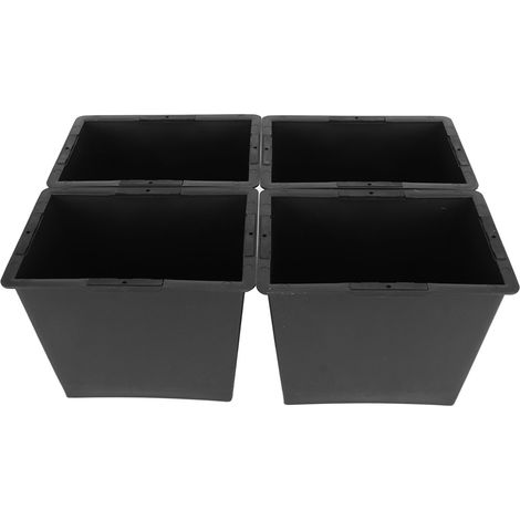 Lot de 4 rehausseurs de lit empilables en ABS antidérapant, pour lit, bureau, canapé ou table, noir, 15 cm (6 pouces). (1/5)